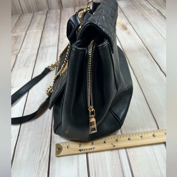 Parisian Chic Bebe Black and Gold Quilted Shoulder Bag. - Picture 12 of 14